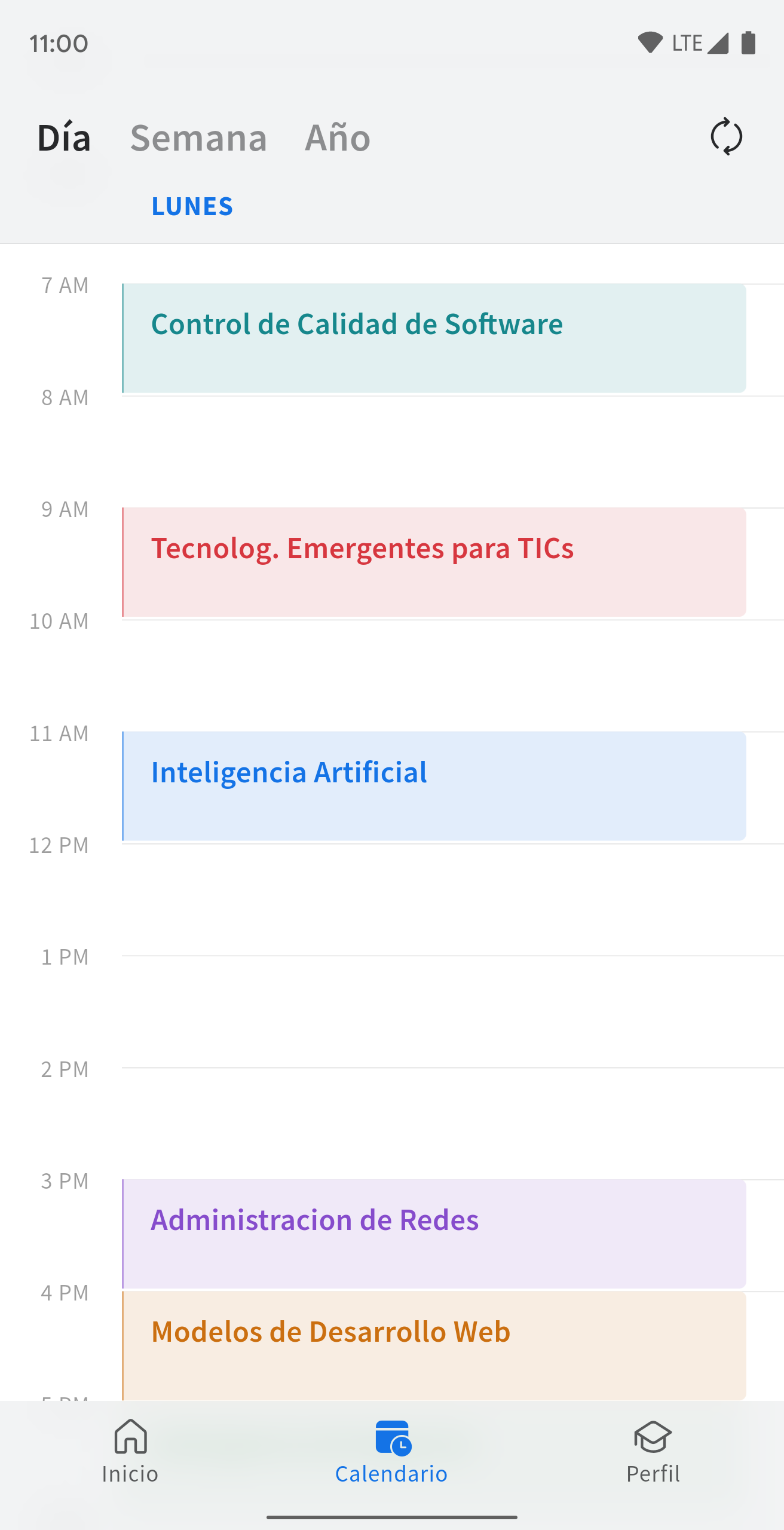 Calendar screen