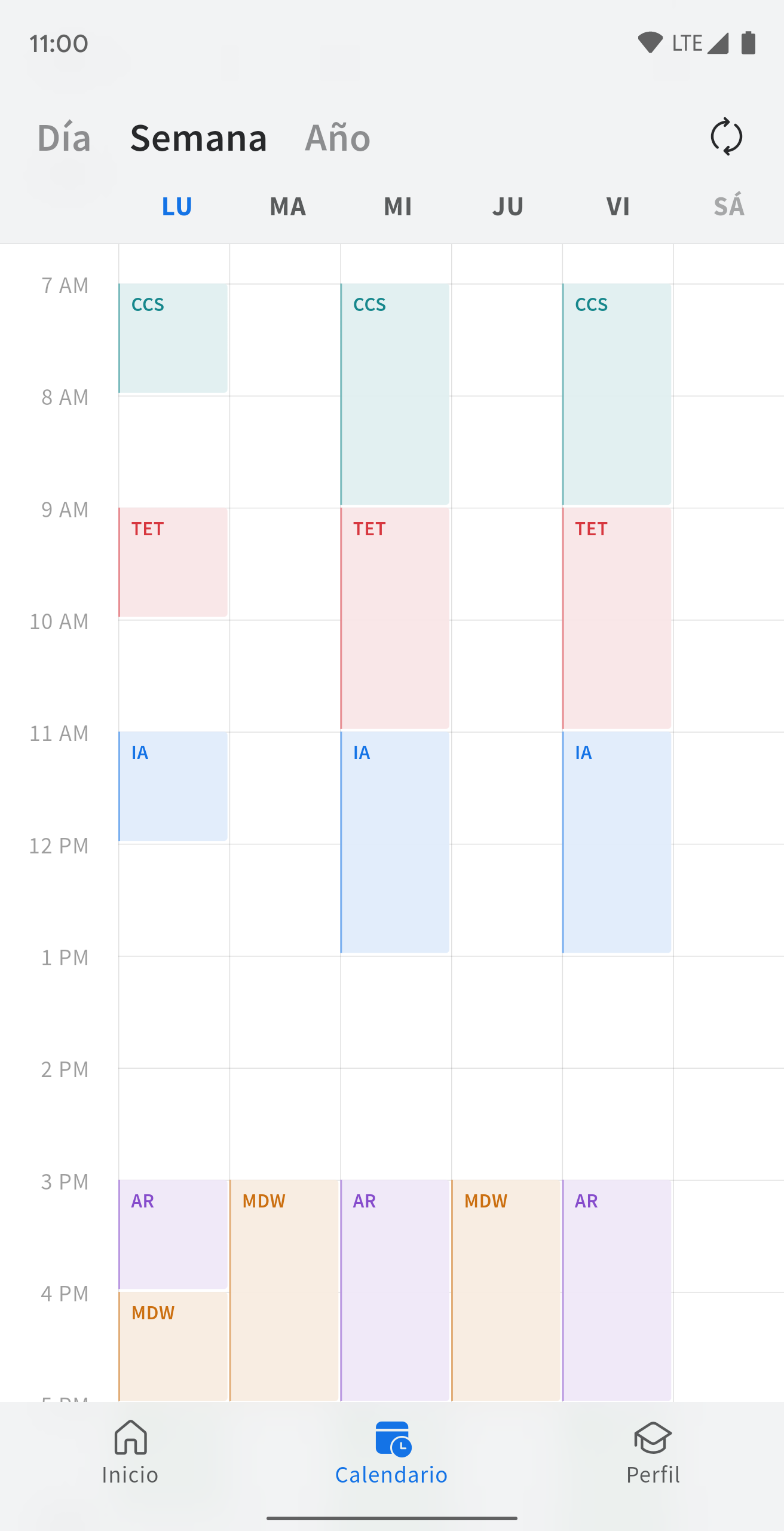 Calendar screen